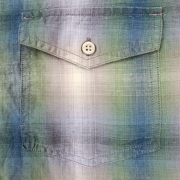 Banana Republic Shirt Mens XL Plaid Linen Blend Long Sleeve Button Up Coastal - Picture 11 of 16